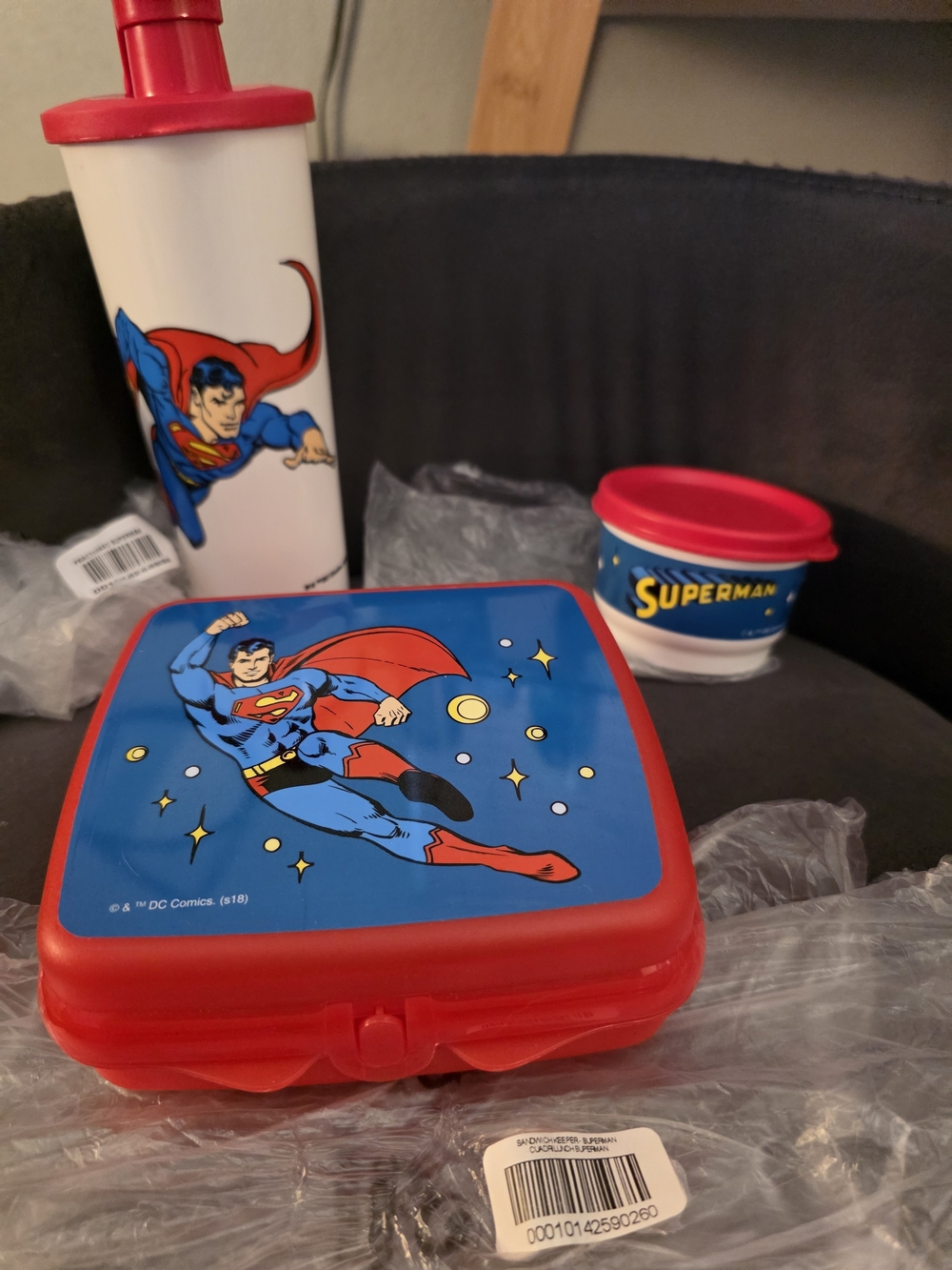 Tupperware Superman Lunch Set - Blue & Red